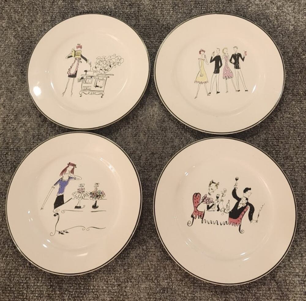 Rosanna A Womans Work Is Never Done Salad Dessert Plates Set of 4 8" NIB NWT